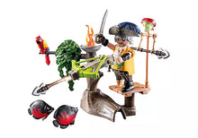 Pirate avec arbalète, flèche et poissons à viser