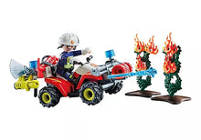 Playmobil - Pompier avec quad et deux arbustes enflammés