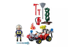 Playmobil - Pompier avec quad et deux arbustes enflammés