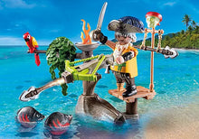 Pirate avec arbalète, flèche et poissons à viser