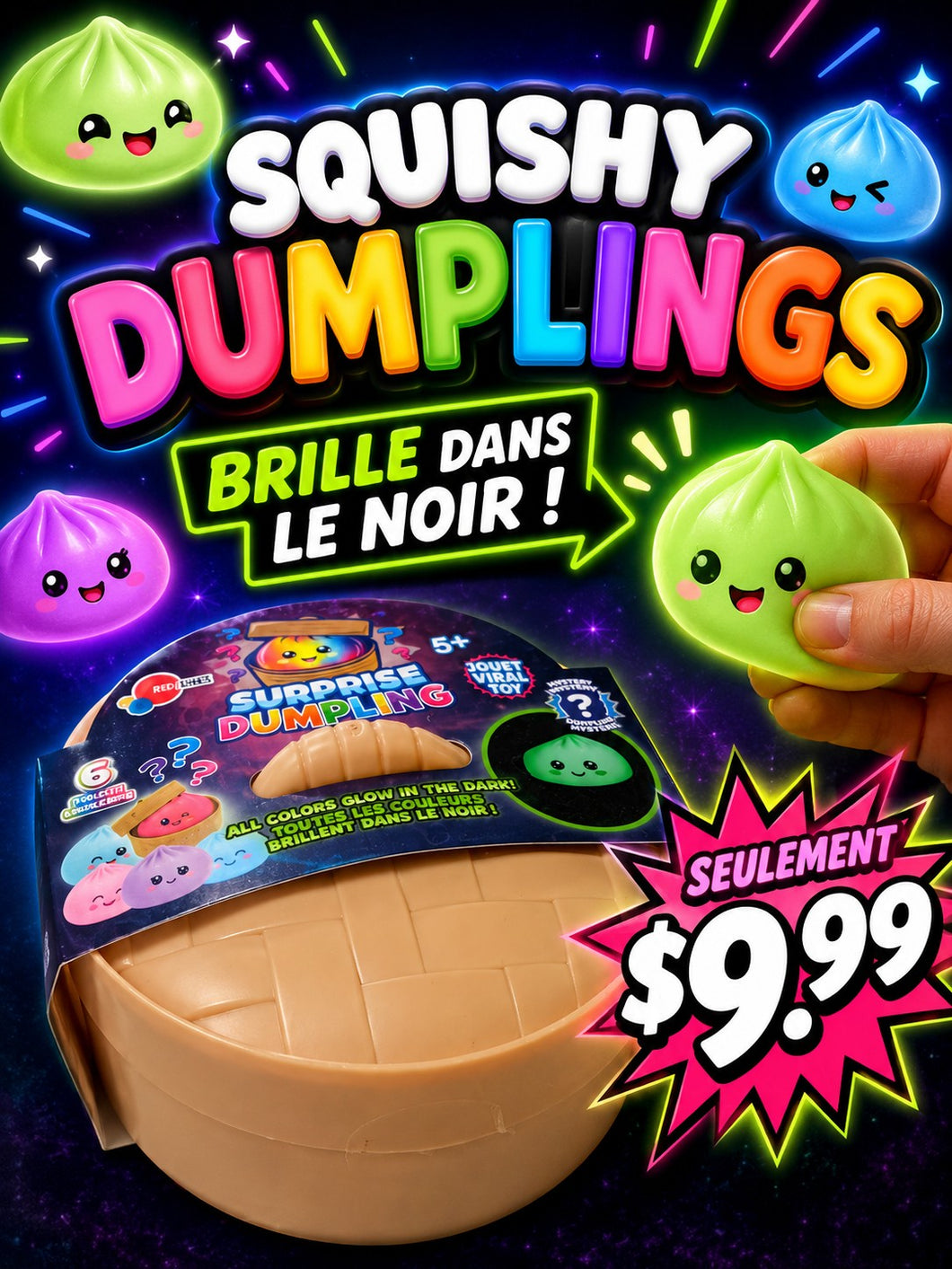 Squishy Dumpling - Brille dans le noir (10cm)
