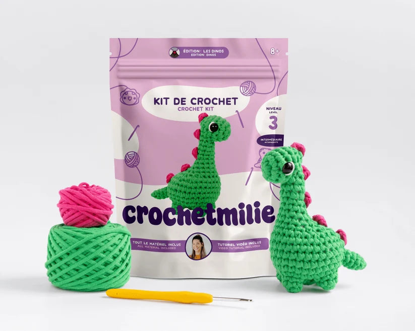 Kit de crochet - Dinos - Bro le Dino (Niv 3 - Intermédiaire)