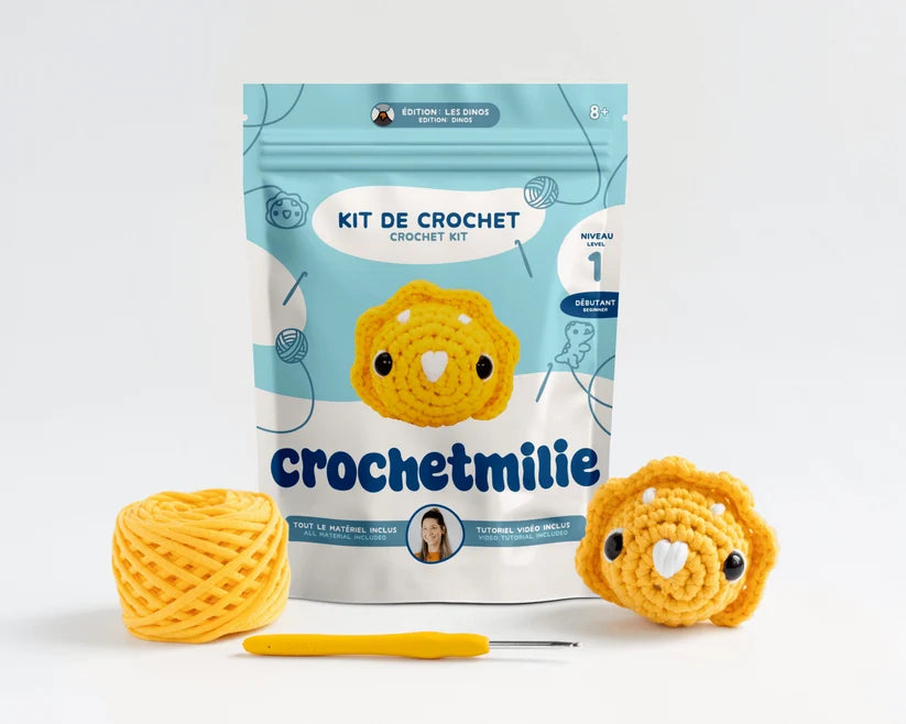 Kit de crochet - Dinos - Le tricératops (Niv 1 - Débutant)
