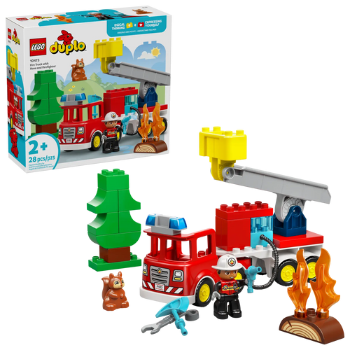 LEGO - DUPLO - Le camion de pompiers avec un boyau et un pompier