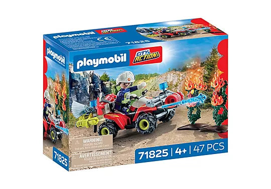 Playmobil - Pompier avec quad et deux arbustes enflammés