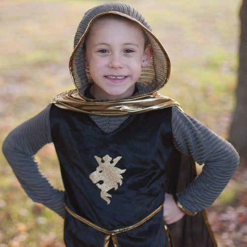 Costume de chevalier noir et or (grandeur: 5-6 ans)