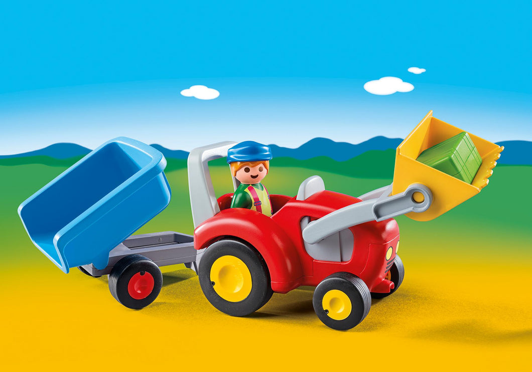 Playmobil 1 2 3 - Fermier avec tracteur et remorque