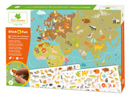 Stick'N Fun - XL 5 Cartes du monde - Animaux repositionnables