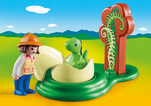 Playmobil 1 2 3 - Exploratrice et bébé dinosaure