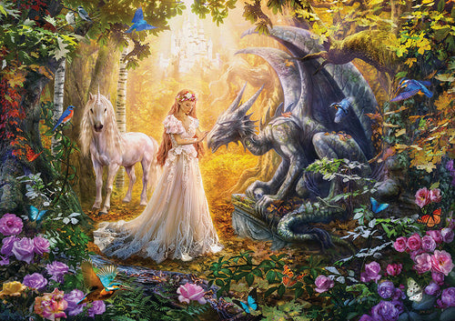 Casse-tête (1500 pcs) - Dragon, princesse et licorne