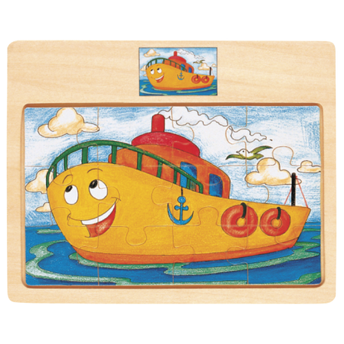 Casse-tête en bois - Bateau remorqueur (12 pcs)