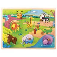 Casse-tête à boutons en bois - Safari (9 pcs)