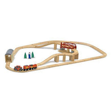 Train de bois avec pont recouvert et pivotant (47 pièces)